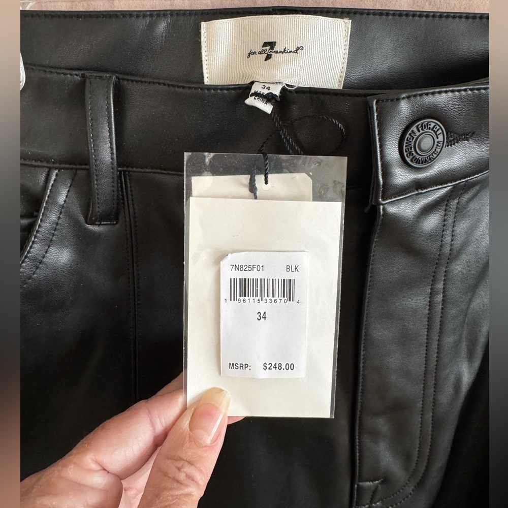 7 For All Mankind Faux Leather Womens 34 Slim Kick Flare Y2K concert grunge arts - Picture 9 of 12